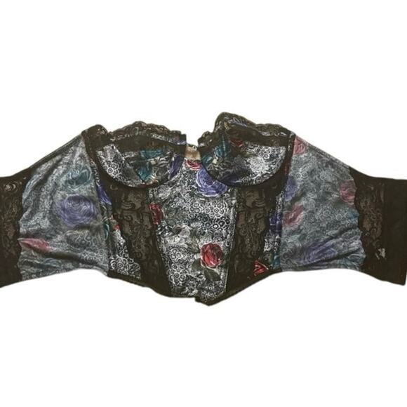 Vintage Christian Dior Bustier Floral Print Strapless Balconette Bra Size 34B - Picture 2 of 7